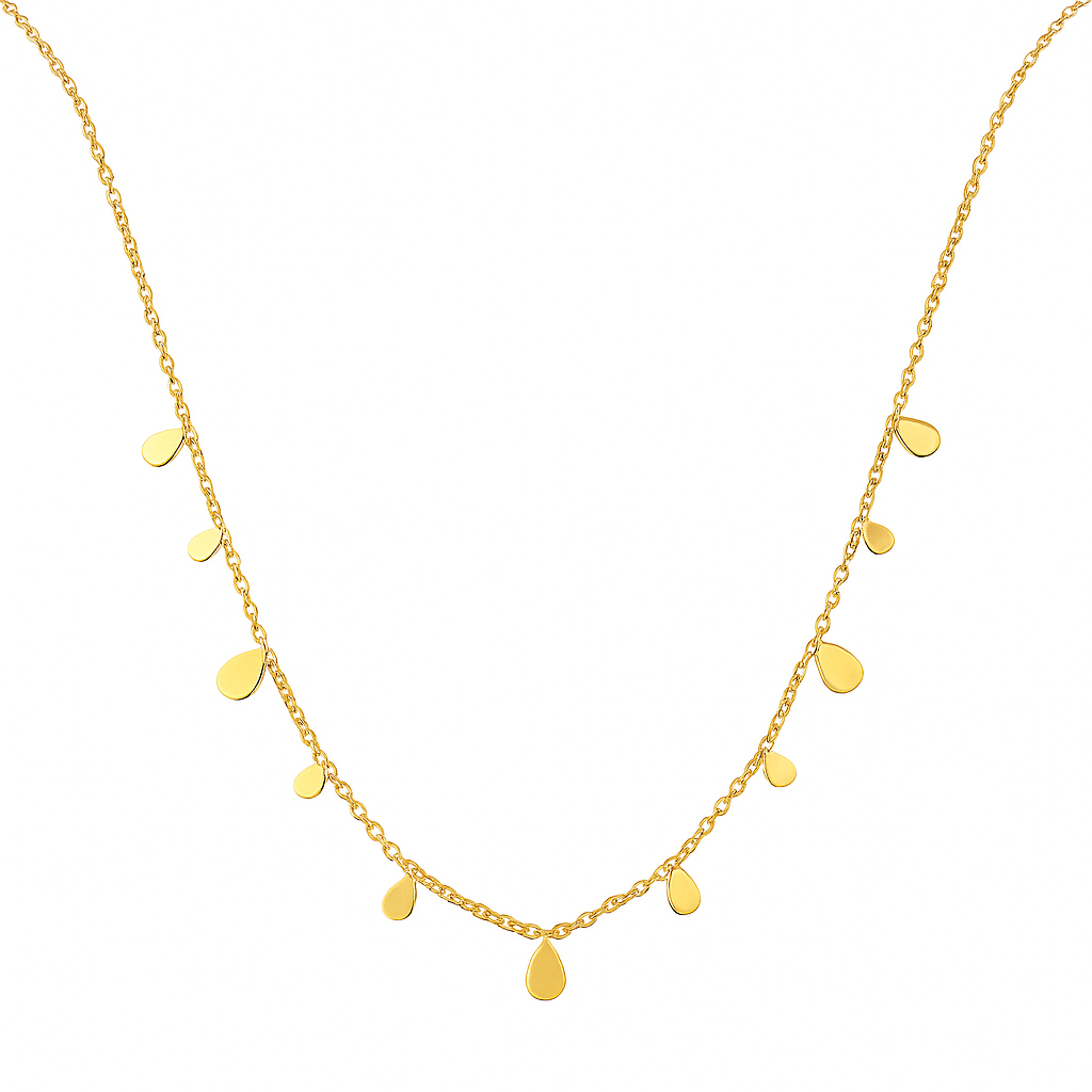 18K Gold Plated Water Drop Charm Chains Necklace