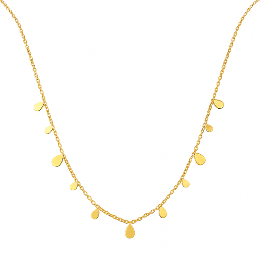 18K Gold Plated Water Drop Charm Chains Necklace