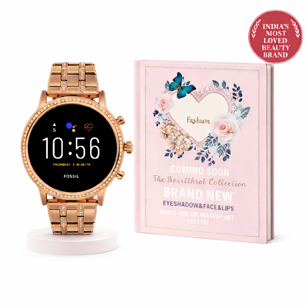 Rose Luxe Smart Watch & Makeup Book Combo