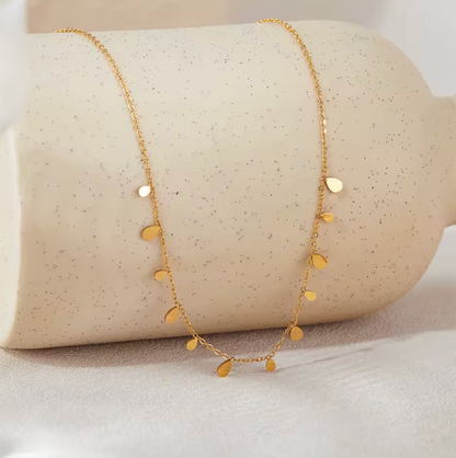 18K Gold Plated Water Drop Charm Chains Necklace