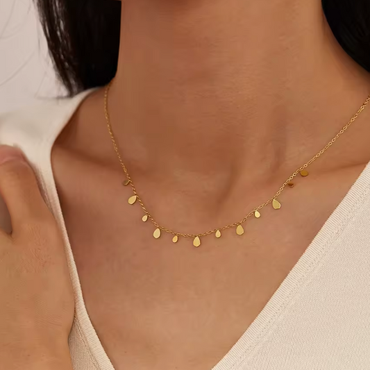 18K Gold Plated Water Drop Charm Chains Necklace